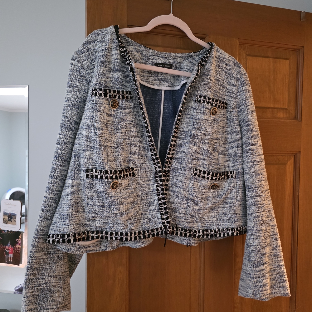 Lane Bryant Black and Gray Tweed Blazer